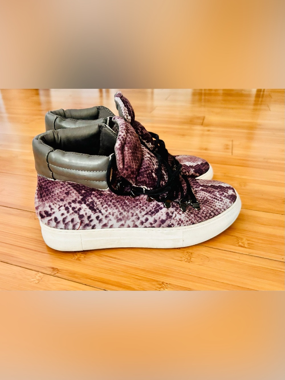 Madden Girl Snake-Print High Top Sneaker - Black/Tan